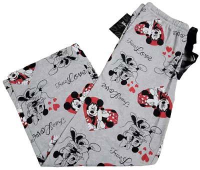 Disney Mickey & Minnie Mouse Pajama Sleepwear Jogger Black Ribbon Lounge Pants! • $19.99