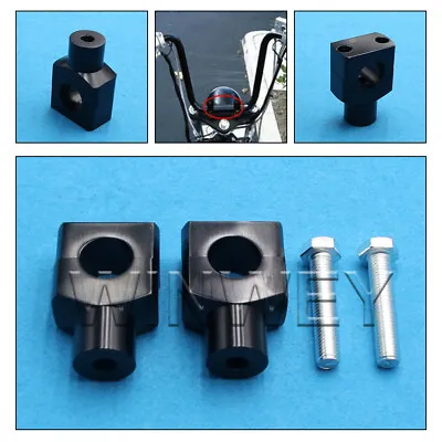 2x 1'' Black Billet Motorcycle Handlebar Risers Clamp For Harley Bobber Chopper • £26.01