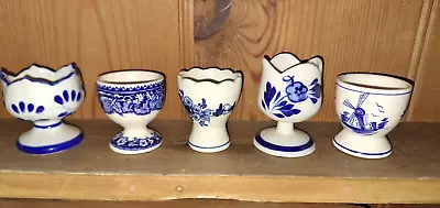 Lot Of 5 Vintage Blue And White Egg Cups Delft Holland Vista England  Beautiful • $28