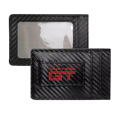 Ford Mustang GT In Red Carbon Fiber RFID Card Holder Wallet With Money Clip • $20.99