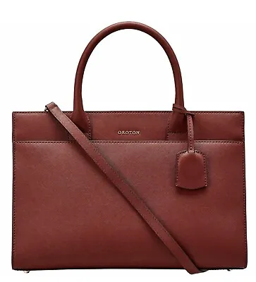 $169 • Buy AS NEW OROTON Maison Medium City Tote Handbag Crossbody Bag Leather Rust Tag