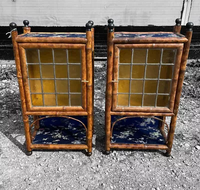 Antique Pair Of Bamboo Bedside Table  • £395