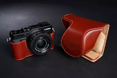 Handmade Genuine Real Leather Full Camera Case Bag Cover For Panasonic LX100 • £60.80