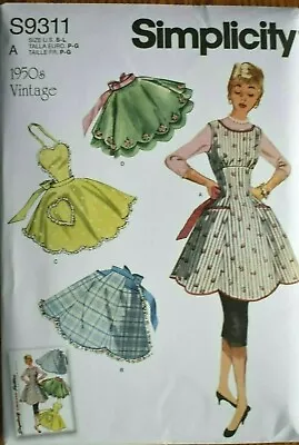 Simplicity Pattern 9311  Aprons Retro 1950s  Misses  Sizes  S  M  L    Uncut New • $9.25