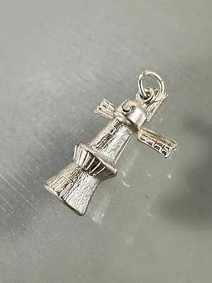 Vintage 925 Sterling Silver Moving Windmill 3D CHARM Pendant • $17.50