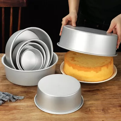 Round Cake Mold Aluminum Alloy Cake Pan Set Non Stick Baking Mould Tools • $15.48