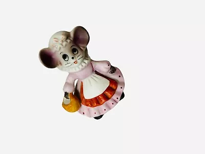 Vintage Ceramic Mouse Figurine Girl Dress Adorable Face 3 Inch Taiwan • $12.50