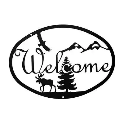 ADK Mountain Scene Welcome Sign Made In USA By Village Wrought Iron • $29.85