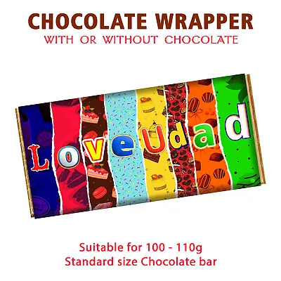 Love You Dad Chocolate Bar Wrapper Novelty Gift Christmas Fathers Day Birthday • £1.99
