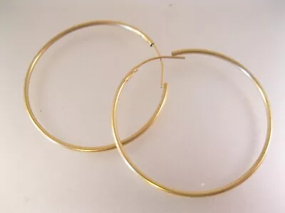 Vintage Gold-Filled Round Hoop Earrings Pierced 1 3/8  • $22