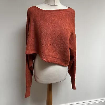 £45 • Buy Crea Concept Cropped Jumper Size 38 UK 10 Orange Asymmetric Wool Alpaca Mix