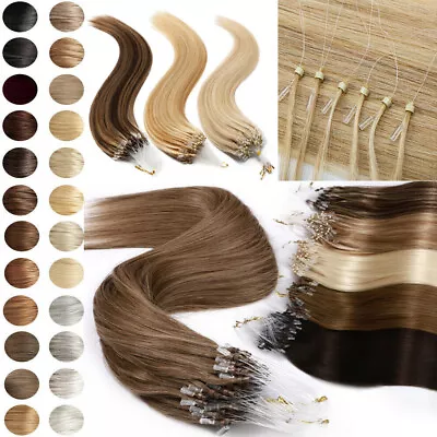 14-26inch 100S Nano Micro Loop Rings Remy Real Human Hair Extensions Straight UK • £21