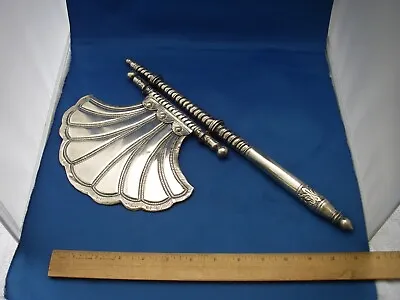 Vintage INDIAN Silver HINDU Ritual Purifying  ROTATING FAN On STEM • $687.49