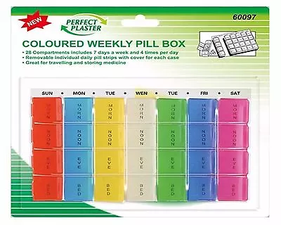 Weekly Daily Pill Box Organiser Medicine Tablet Storage Dispenser 7 Day Week • £2.80