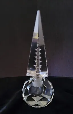 Vintage Hand Cut Crystal Clear Pagoda Perfume Bottle Art Deco 7  • $15.99