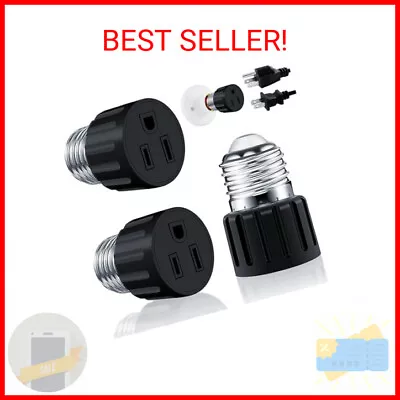 2 Packs ABORNI E26/E27 3 Prong Light Socket To Plug Adapter Polarized Screw In • $10.81
