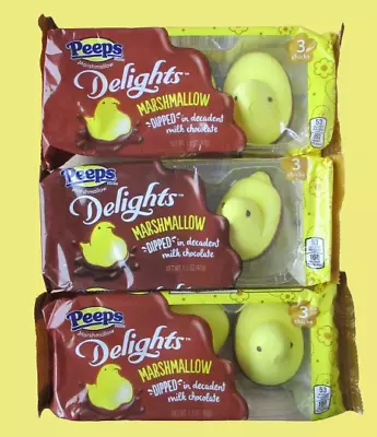 Peeps Delights Chocolate Covered Marshmallow 3-Chick Easter Candy Pack 1.5oz 42g • $8.99