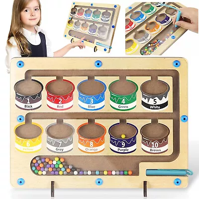 Magnetic Colour Number MazeMontessori Colour Sorting Toys Magnet Puzzle Board • £9.96