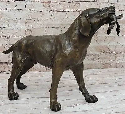 Hunting Bird Dog Black Yellow Chocolate Lab Grouse Pheasant Bronze Marble Statue • $124.50