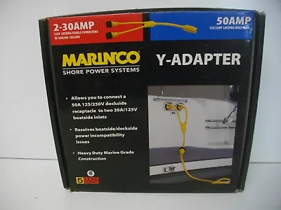 Marinco Shore Power Systems Y-Adaptor 153AY 2 30 Amp Boat Side 50 Amp Dockside • $179.99