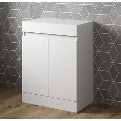 600mm Bathroom Countertop Vanity Door Unit Floor Standing Soft Close White Gloss • £134.97