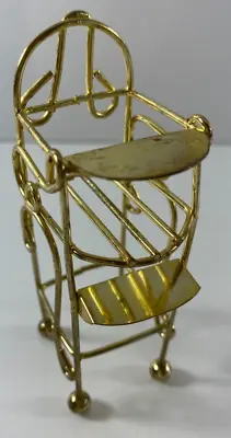 Vintage Miniature Dollhouse Metal Brass 3.75 In Tall Baby High Chair • $12.99