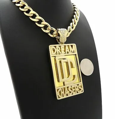 ICED CZ MEEK MILL DREAM CHASERS DC PENDANT & 11mm 20  CUBAN CHAIN BLING NECKLACE • $29.99