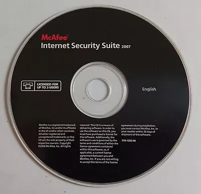 NEW NOT SEALED McAfee Pc Software Internet Security Suite 2007 CD-Rom Software • $27.99