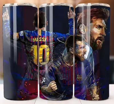 Lionel Messi Tumbler 20oz Cup Mug Hot Cold Drinks W/ Lid Straw Stainless • $19.95