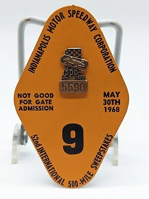 $54.69 • Buy 1968 Indy 500 Pit Pass Badge Pin On Original Card Indianapolis Speedway Ex!!!