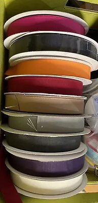 9 Grosgrain Ribbon Spools Lot Mixed 7/8  Over 400 Yds Of Ribbon! Solid Colors • $44.95