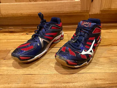 Mizuno Wave Lightning RX3 Volleyball Shoes Women Size 11.5 Red White Blue EUR 43 • $34.50