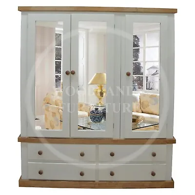 £370.13 • Buy Handmade Country Triple 4 Drawer- All Doors Mirrored Wardrobe (assembled)