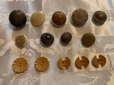 Lot Of 14 Vintage Bakelite & Plastic Decorative Buttons • $9.95