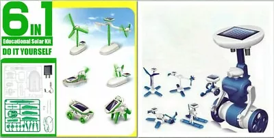 6 IN 1 Solar Toy DIY Robots Plane Educational Kid Gift Creative 2 Pack • $14.99