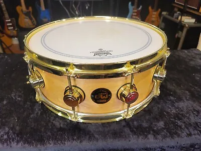 DW Craviotto 14x5.5 Solid Shell Maple Snare A Drum Signed Signature 1999 Gold  • $1495