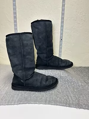 Size 6 ~ Women’s Boots UGG Australia Classic Tall Black Sheepskin 5815 • $14.70
