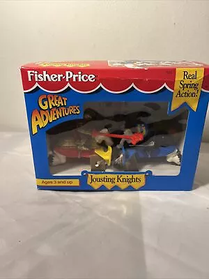 Fisher Price Great Adventures Jousting Knights Black Gold Horses 77123 1994 MIB • $23.50