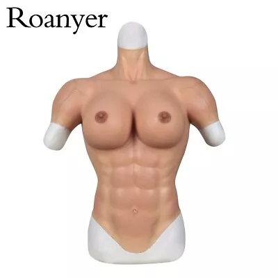 Roanyer Realistic Silicone Breasts With Strong Abs Fake Muscle Body Suit Cosplay • £259