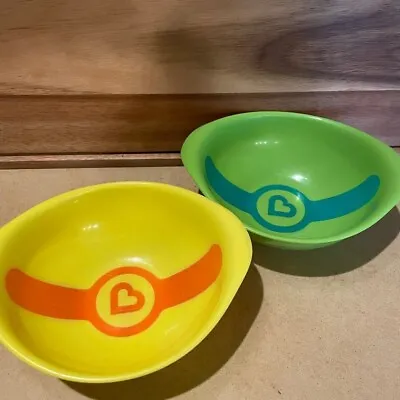 Munchkin Baby Feeding Bowls Dishes White Hot Strip Kids Containers Yellow Green • $8.99
