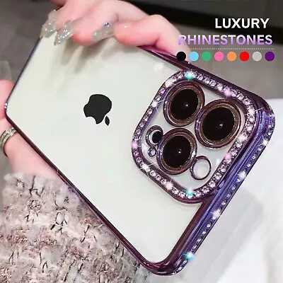 $11.84 • Buy For Apple IPhone 14 Pro Max 13 12 11 87 Rhinestone Diamond Shockproof Clear Case