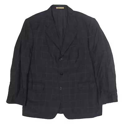 YVES SAINT LAURENT Blazer Jacket Black Wool Check Mens L • £28.99