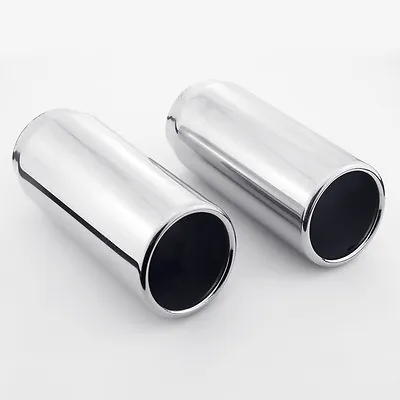 2PCS 2.5  Inlet 3  Slant Cut Outlet Rolled Edge 304 Stainless Steel Exhaust Tips • $53.97