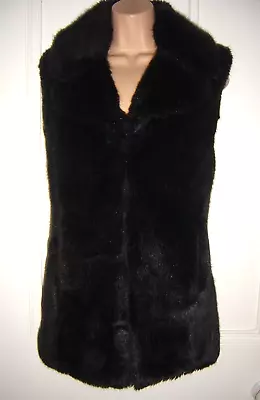 RALPH LAUREN DENIM & SUPPLY LINED BLACK FAUX FUR GILET WAISTCOAT Sz S UK 8/10 • £7.99