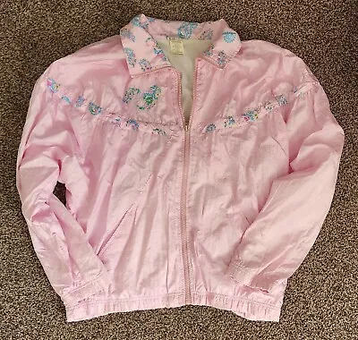 Vintage Retro Womens Sergio Tacchini Pink Windbreaker Jacket Size Large  • $24.99