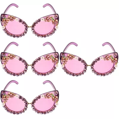  4pcs Eyewear For Ladies Cat Eye Sunglasses Trendy Sunglass Women Sparkling • £27.68