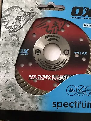 £14.95 • Buy OX Tools Spectrum Superior Diamond Blade 115/22.23mm Bore Universal TX10R-115/22