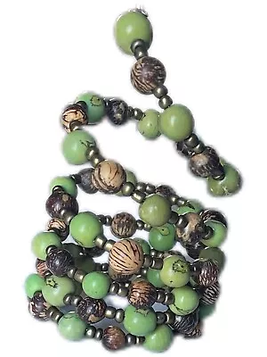 Women’s Spiral Stretchy Bracelet Made Of Native Seeds Light Green/Brown • $8.89