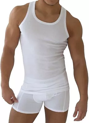 6 Pack Mens Sleeveles Vests Pure 100% Cotton Gym Top Summer Training Size S-2XL • £12.99