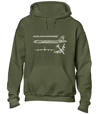 B52 Bomber Blueprint Hoody Hoodie Aircraft Fighter Plane Jet Miltary Raf Pilot • £21.99